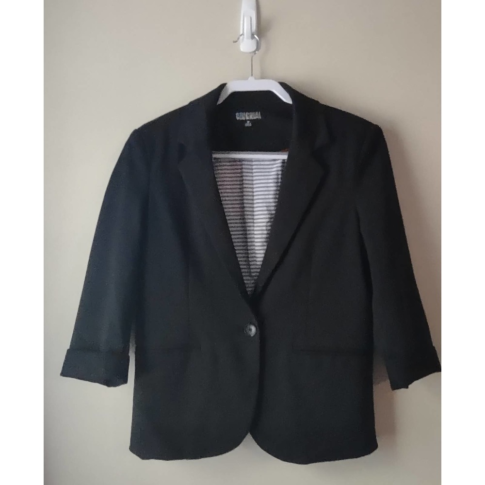 Nicole Miller Womens ¾ Sleeve Blazer Suite Jacket Black Medium